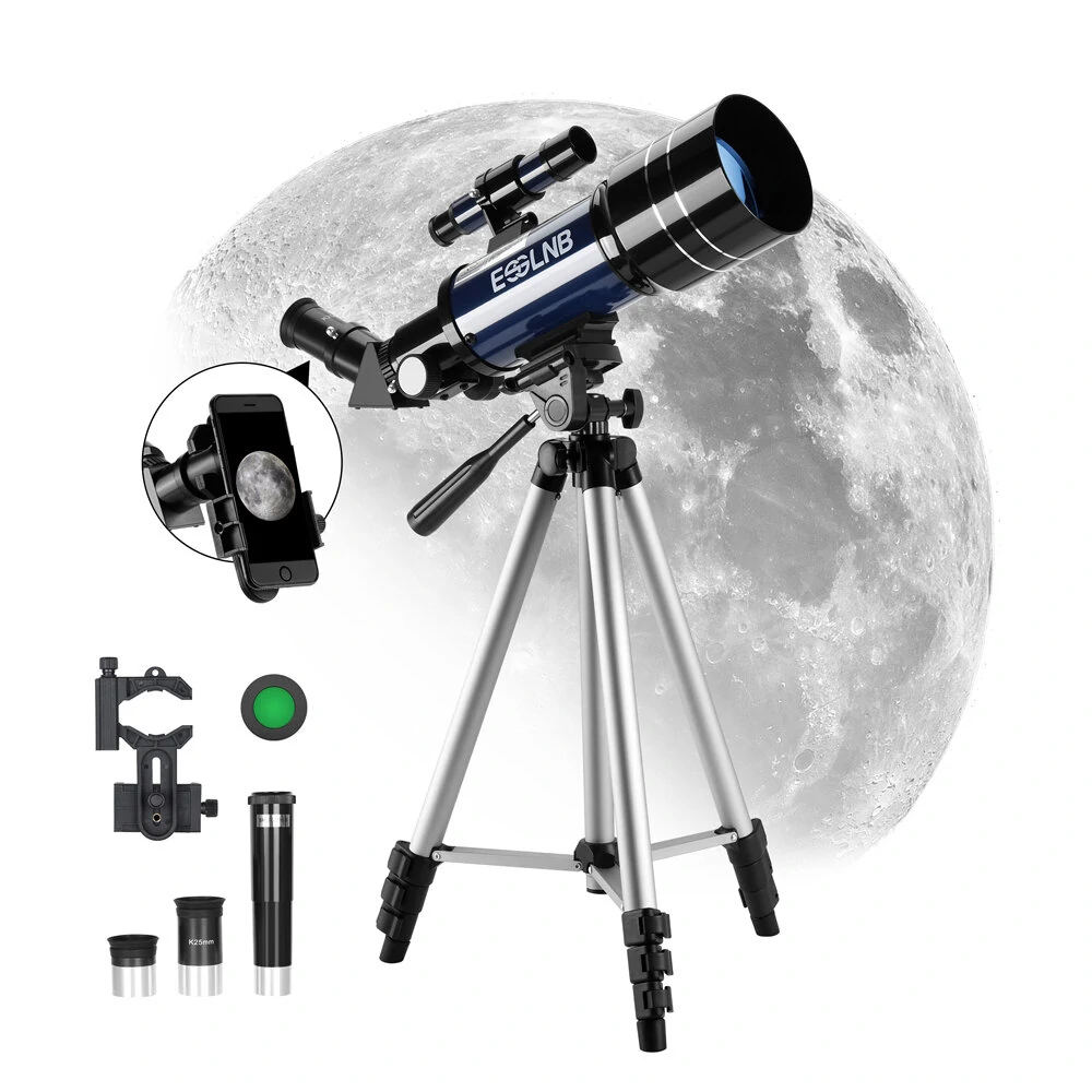 (image for) [US Direct] ESSLNB 15X-180X Astronomical Telescope 70mm Aperture Refractor Telescopes with Phone Adapter & Adjustable Tripod for Astronomy Beginners